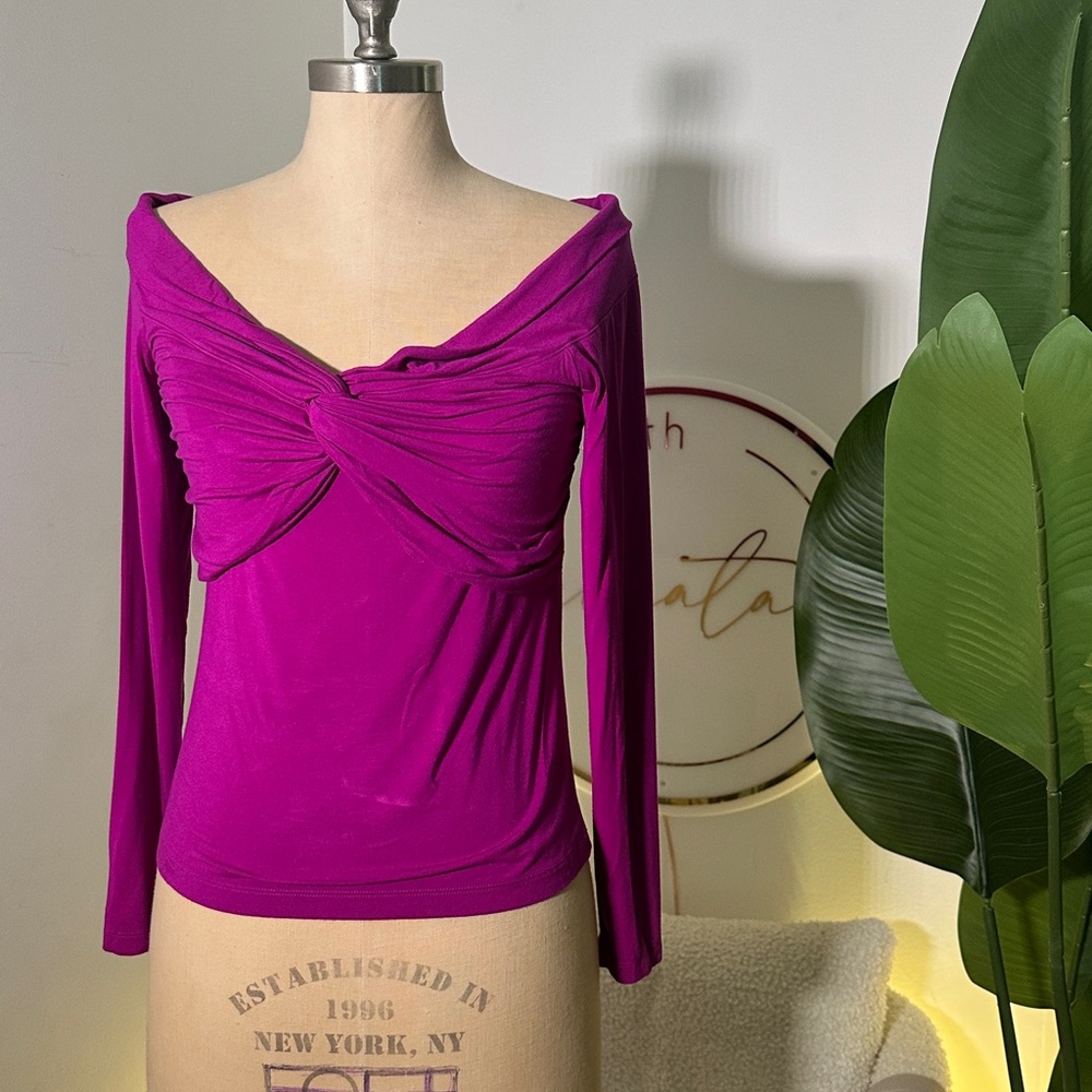 LOFT Magenta Long Sleeve Blouse
